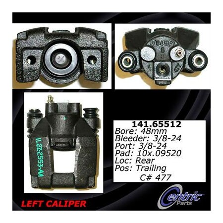 Centric Semi-Loaded Brake Caliper with New Phenolic Pistons, Parts 141.65512